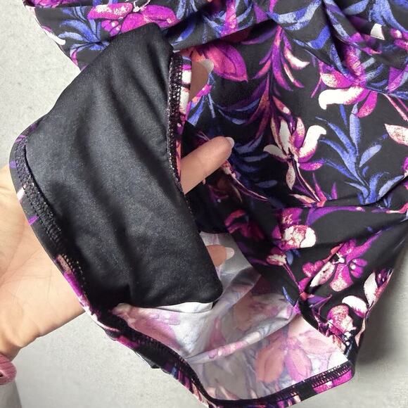 Calvin Klein Floral Print Pink Black One Piece Swimsuit Bathing Suit Size 16 - Picture 9 of 12